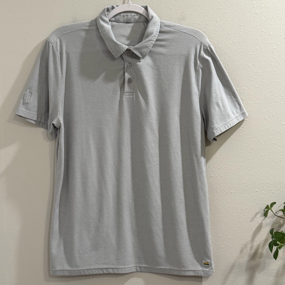 Vuori Heather Gray Strato Tech Polo Performance Golf Athletic Stretch *READ*